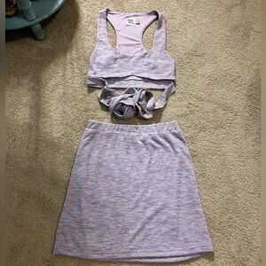 Princess Polly Lavender Matching Skirt Wrap Top Set Light Purple Heathered SZ 2